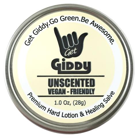 GIDDY Unscented Vegan-Friendly Hard Lotion, Balm & Salve