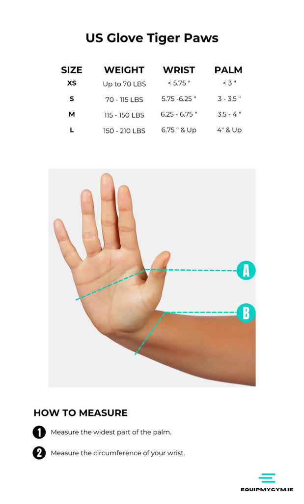 How to measure the palm and wrist for Tiger Paws